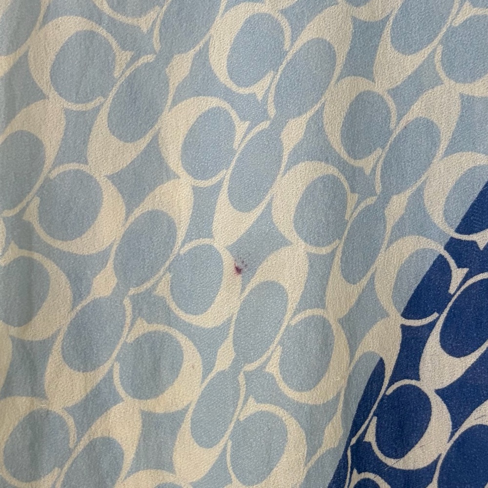 COACH Authentic Vintage Signature Blue Logo Silk Scarf - Picture 4 of 7